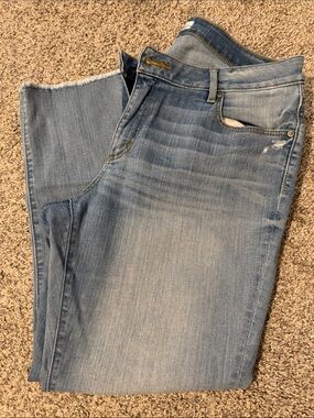 LOFT Light Wash Straight frayed ankle Leg Jeans